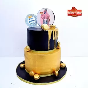 2-Tier Black & Gold Cake