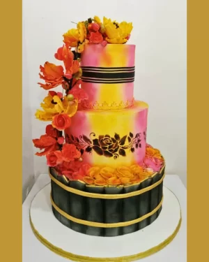 Sunset Bloom Wedding Cake