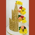 Golden Bloom Wedding Cake