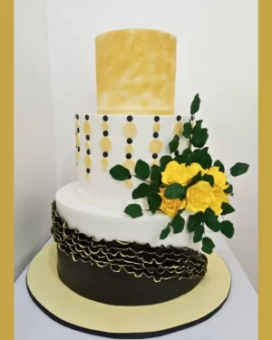 Golden Rose Wedding Cake