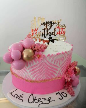 Elegant Pink and Gold 70th Birthday Cake