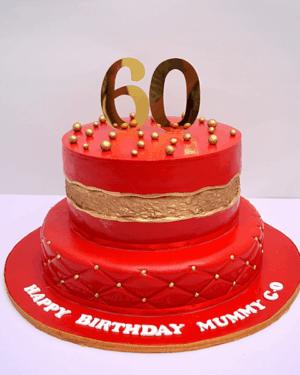 Red & Gold 60th Birthday Cake