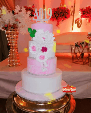 Blushing Bloom Wedding Cake