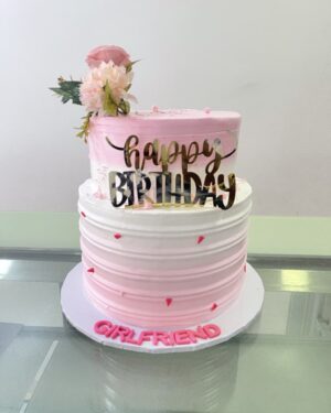 Pink and White Girlfriend Birthday Cake