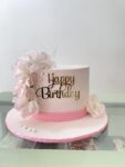 Elegant White and Pink Birthday Cake