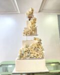 Floating White Rose Wedding Cake