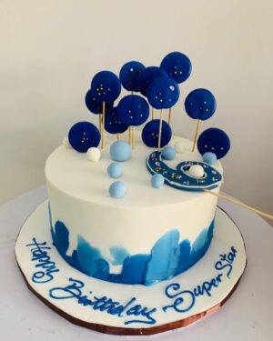 Blue Super Star Birthday Cake