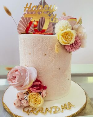 Floral 70th Birthday Cake