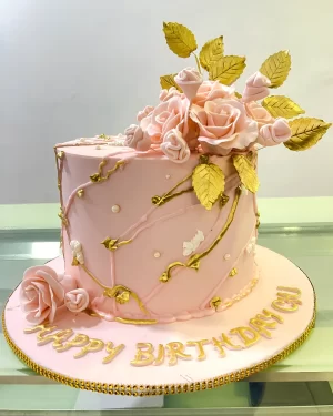 Pink Gold Bloom Cake