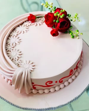 Blush Draped Floral Cake